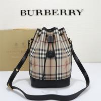 Burberry Vintage Check Leather Bucket Bag Black image 1