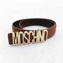 Moschino Logo Buckle Large Leather Belt Brown logo