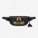 Moschino Lettering Logo Calfskin Belt Bag Black logo