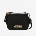 Moschino Lettering Logo Women Nylon Flap Bag Black logo