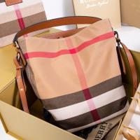 Burberry Ashby Canvas Check Hobo Bag In Brown image 1