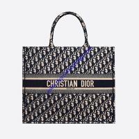 Dior Book Tote Oblique Embroidery Canvas Blue image 1