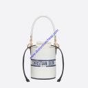 Small Dior Vibe Bucket Bag Smooth Calfskin White logo