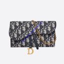 Dior Saddle Wallet Oblique Jacquard Blue logo