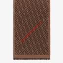Fendi FF Scarf In Silk and Wool Brown logo