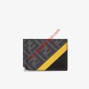 Fendi Bill Clip In FF Motif Fabric Black/Yellow logo