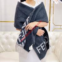 Fendi Roma Logo Scarf In Cashmere and Wool Black image 1