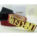 Moschino Logo Buckle Large Patent Leather Belt Red logo