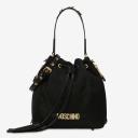 Moschino Lettering Logo Nylon Bucket Bag Black logo