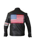 US Flag Black Leather Jacket image 2