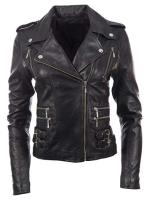 Womens Leather Motorcycle Jacket image 2