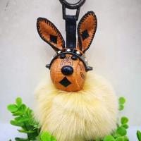 MCM Rabbit Charm with Fox Fur In Visetos Brown image 1