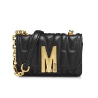 Moschino M Logo Quilted Leather Shoulder Bag Black image 1