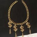 Moschino Dollars Tassels Chain Necklace Gold logo
