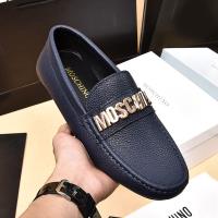 Moschino Lettering Logo Men Calfskin Loafers Blue image 1