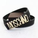 Moschino Logo Buckle Large Embossed Belt Black logo