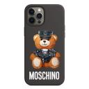 Moschino Dressed Teddy Bear iPhone Case Black logo