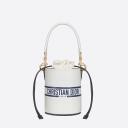 Small Dior Vibe Bucket Bag Smooth Calfskin White logo