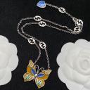 Gucci Enamel Butterfly Necklace In Silver logo