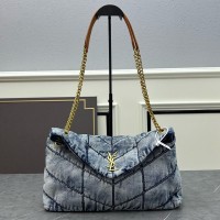 Saint Laurent Medium Loulou Puffer Bag In Denim image 1