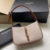 Saint Laurent Le 5 A 7 Hobo Bag In Canvas Beige image 1